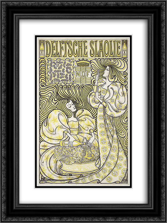 Delft Salad Oil 18x24 Black Ornate Wood Framed Art Print Poster with Double Matting by Toorop, Jan