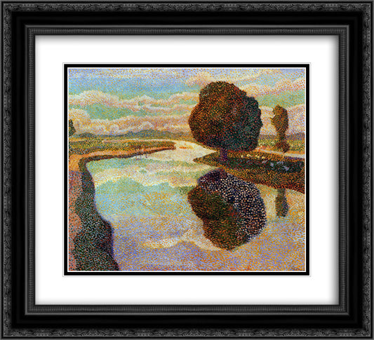 Landscape with canal 22x20 Black Ornate Wood Framed Art Print Poster with Double Matting by Toorop, Jan