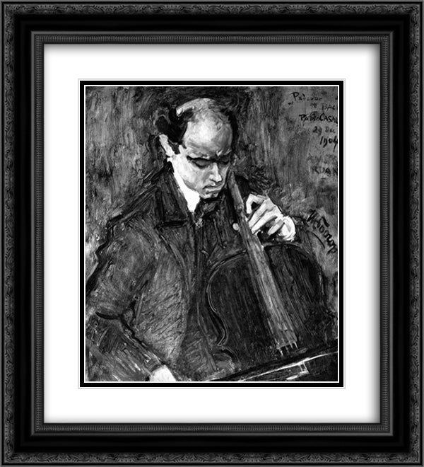 Pablo Casals 20x22 Black Ornate Wood Framed Art Print Poster with Double Matting by Toorop, Jan