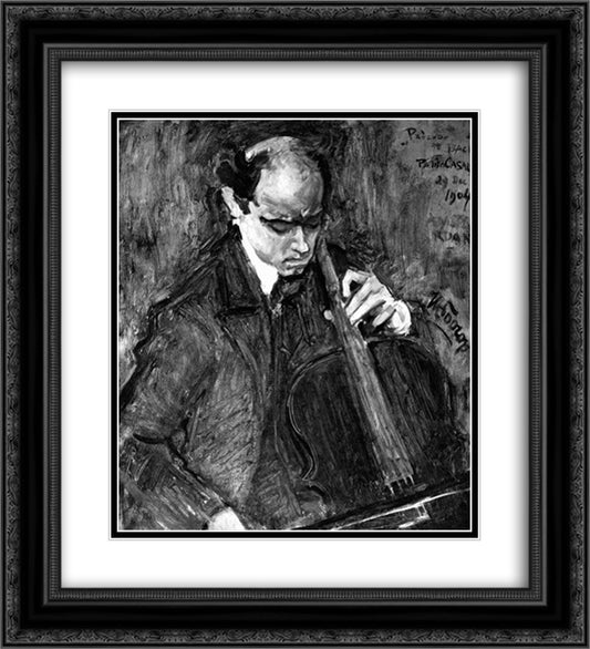 Pablo Casals 20x22 Black Ornate Wood Framed Art Print Poster with Double Matting by Toorop, Jan