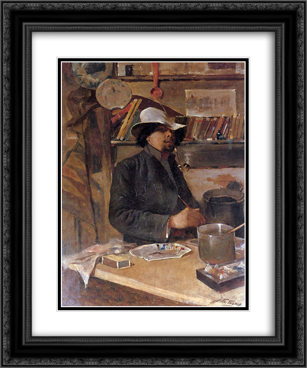 Self -portrait 20x24 Black Ornate Wood Framed Art Print Poster with Double Matting by Toorop, Jan