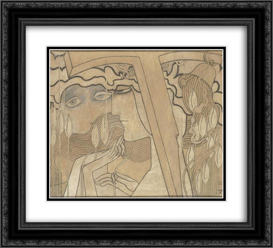 The Desire and the Satisfaction 22x20 Black Ornate Wood Framed Art Print Poster with Double Matting by Toorop, Jan