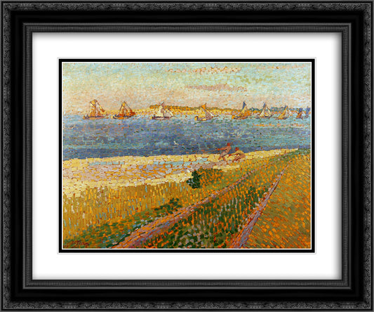 The fishing fleet of Veere 24x20 Black Ornate Wood Framed Art Print Poster with Double Matting by Toorop, Jan