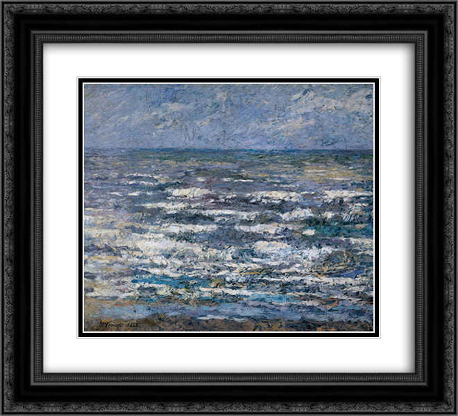 The Sea at Katwijk 22x20 Black Ornate Wood Framed Art Print Poster with Double Matting by Toorop, Jan