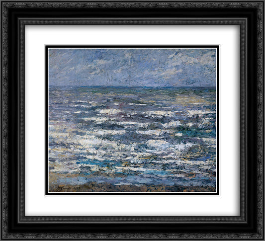 The Sea at Katwijk 22x20 Black Ornate Wood Framed Art Print Poster with Double Matting by Toorop, Jan