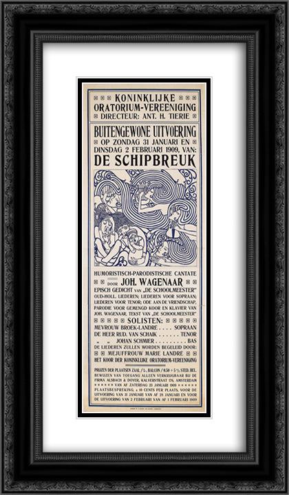 The shipwreck 14x24 Black Ornate Wood Framed Art Print Poster with Double Matting by Toorop, Jan