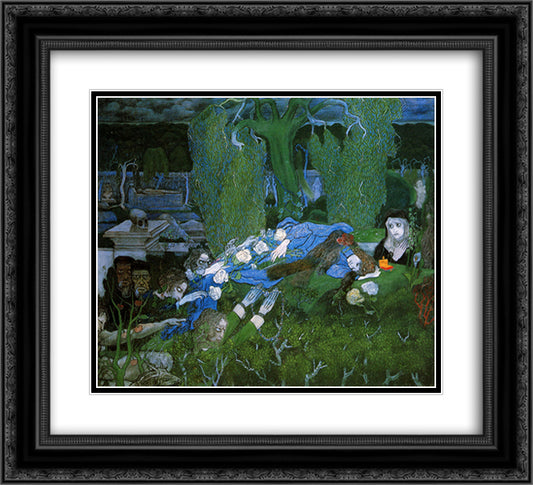 The vagabonds 22x20 Black Ornate Wood Framed Art Print Poster with Double Matting by Toorop, Jan