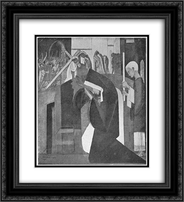 Veronica 20x22 Black Ornate Wood Framed Art Print Poster with Double Matting by Toorop, Jan