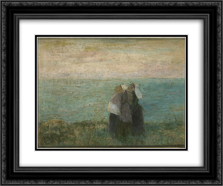 Women at the sea 24x20 Black Ornate Wood Framed Art Print Poster with Double Matting by Toorop, Jan