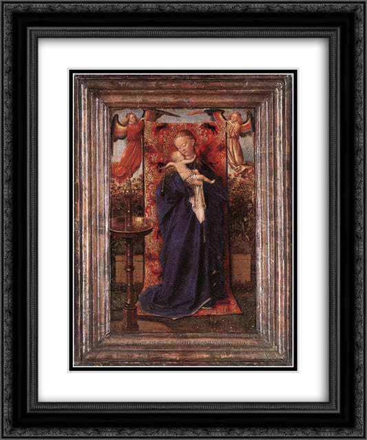 Madonna and Child at the Fountain 20x24 Black Ornate Wood Framed Art Print Poster with Double Matting by van Eyck, Jan