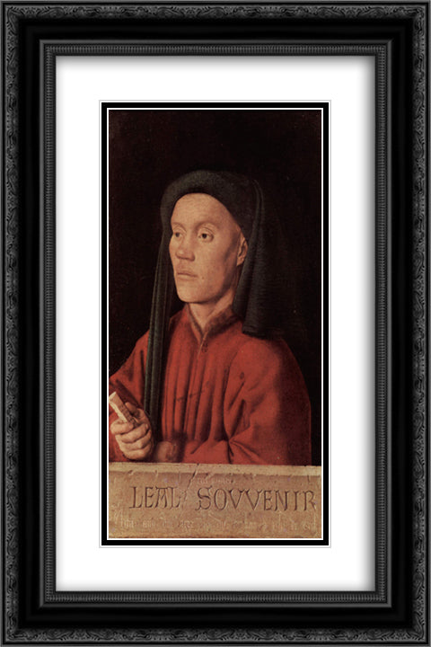 Portrait of a Young Man 16x24 Black Ornate Wood Framed Art Print Poster with Double Matting by van Eyck, Jan