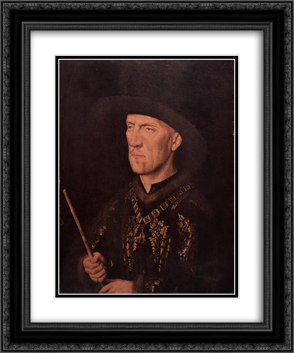 Portrait of Baudouin de Lannoy 20x24 Black Ornate Wood Framed Art Print Poster with Double Matting by van Eyck, Jan