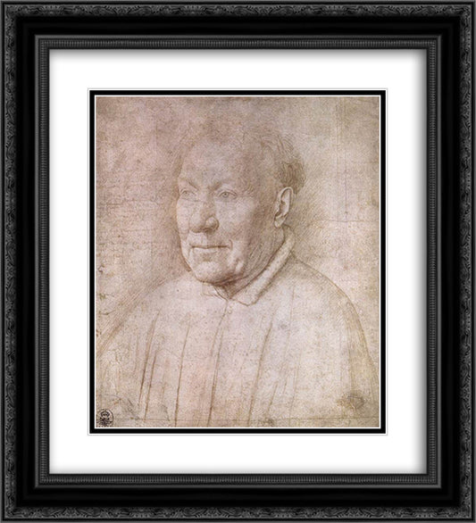 Portrait of Cardinal Albergati 20x22 Black Ornate Wood Framed Art Print Poster with Double Matting by van Eyck, Jan