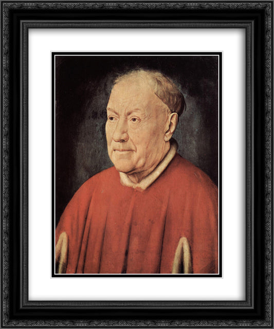 Portrait of Cardinal Albergati 20x24 Black Ornate Wood Framed Art Print Poster with Double Matting by van Eyck, Jan