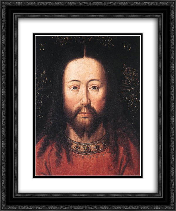 Portrait of Christ 20x24 Black Ornate Wood Framed Art Print Poster with Double Matting by van Eyck, Jan