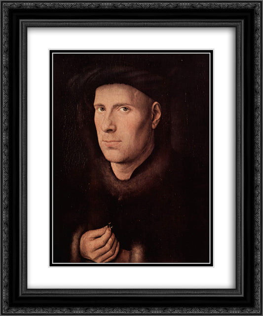 Portrait of Jan de Leeuw 20x24 Black Ornate Wood Framed Art Print Poster with Double Matting by van Eyck, Jan