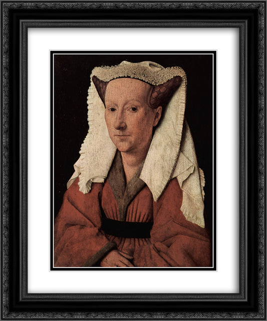 Portrait of Margaret van Eyck 20x24 Black Ornate Wood Framed Art Print Poster with Double Matting by van Eyck, Jan