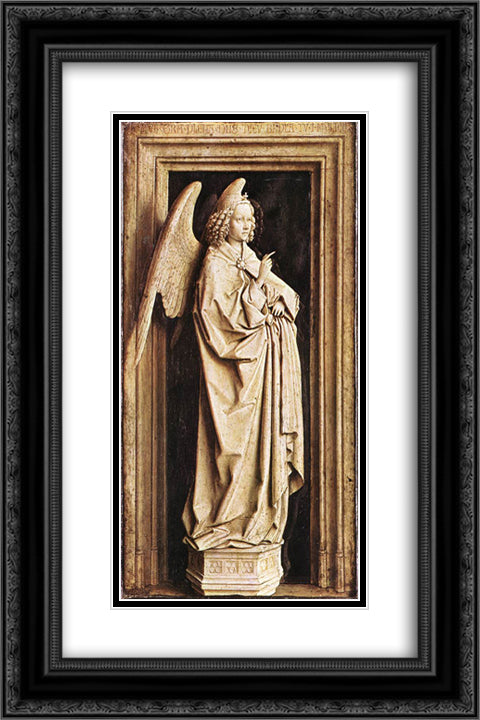 The Annunciation 16x24 Black Ornate Wood Framed Art Print Poster with Double Matting by van Eyck, Jan