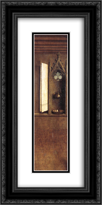 The Ghent Altarpiece, detail from the exterior of the right shutter 12x24 Black Ornate Wood Framed Art Print Poster with Double Matting by van Eyck, Jan