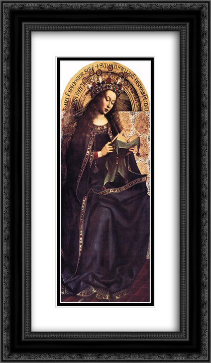 The Ghent Altarpiece, The Virgin Mary 14x24 Black Ornate Wood Framed Art Print Poster with Double Matting by van Eyck, Jan