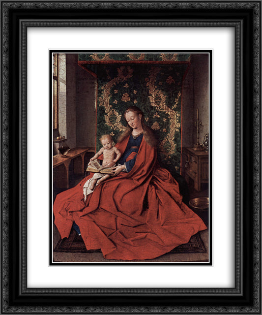 The Ince Hall Madonna (The Virgin and Child Reading) 20x24 Black Ornate Wood Framed Art Print Poster with Double Matting by van Eyck, Jan