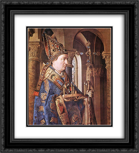 The Madonna of Canon van der Paele (detail) 20x22 Black Ornate Wood Framed Art Print Poster with Double Matting by van Eyck, Jan