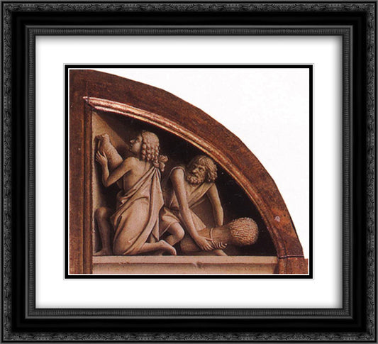 The Offerings of Cain and Abel 22x20 Black Ornate Wood Framed Art Print Poster with Double Matting by van Eyck, Jan