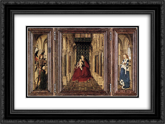 The Virgin and Child in a Church 24x18 Black Ornate Wood Framed Art Print Poster with Double Matting by van Eyck, Jan