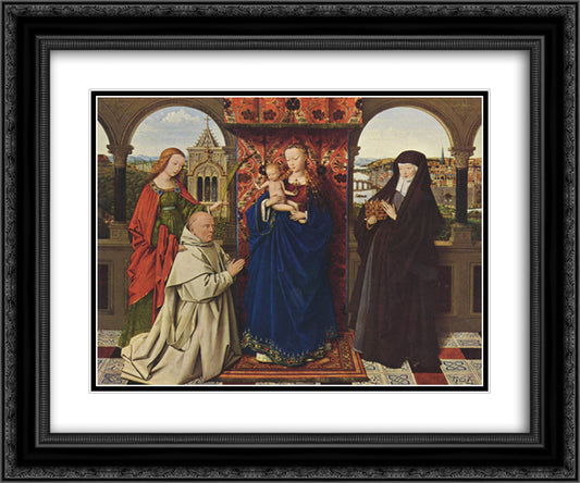 Virgin and Child with Saints and Donor 24x20 Black Ornate Wood Framed Art Print Poster with Double Matting by van Eyck, Jan