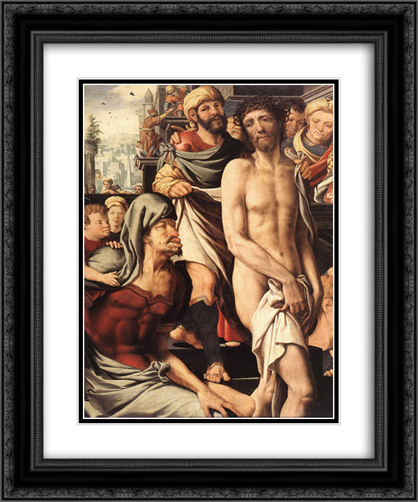 The Mocking of Christ 20x24 Black Ornate Wood Framed Art Print Poster with Double Matting by Hemessen, Jan van