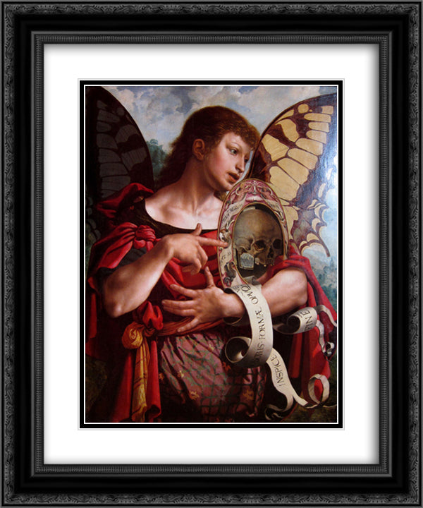 Vanity 20x24 Black Ornate Wood Framed Art Print Poster with Double Matting by Hemessen, Jan van