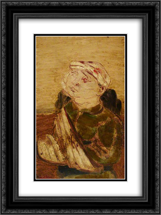 Wounded 18x24 Black Ornate Wood Framed Art Print Poster with Double Matting by Adler, Jankel