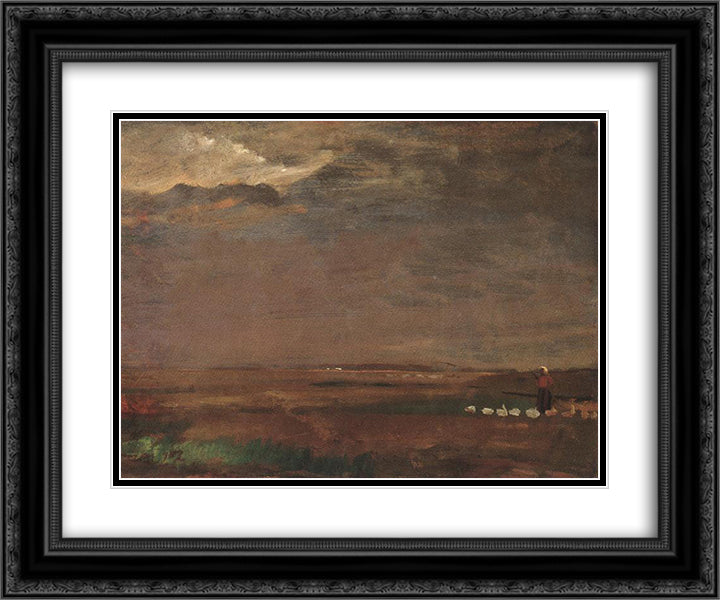 Autumn Morning 24x20 Black Ornate Wood Framed Art Print Poster with Double Matting by Tornyai, Janos