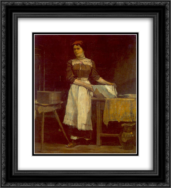Bolting Girl 20x22 Black Ornate Wood Framed Art Print Poster with Double Matting by Tornyai, Janos