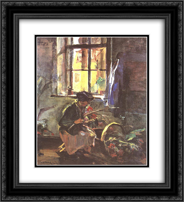 Making a Bunch of Flowers 20x22 Black Ornate Wood Framed Art Print Poster with Double Matting by Tornyai, Janos