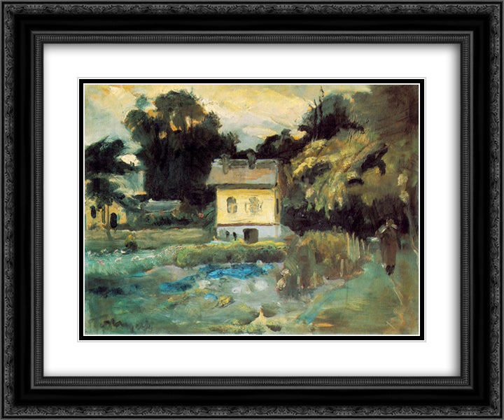 View at Szentendre 24x20 Black Ornate Wood Framed Art Print Poster with Double Matting by Tornyai, Janos