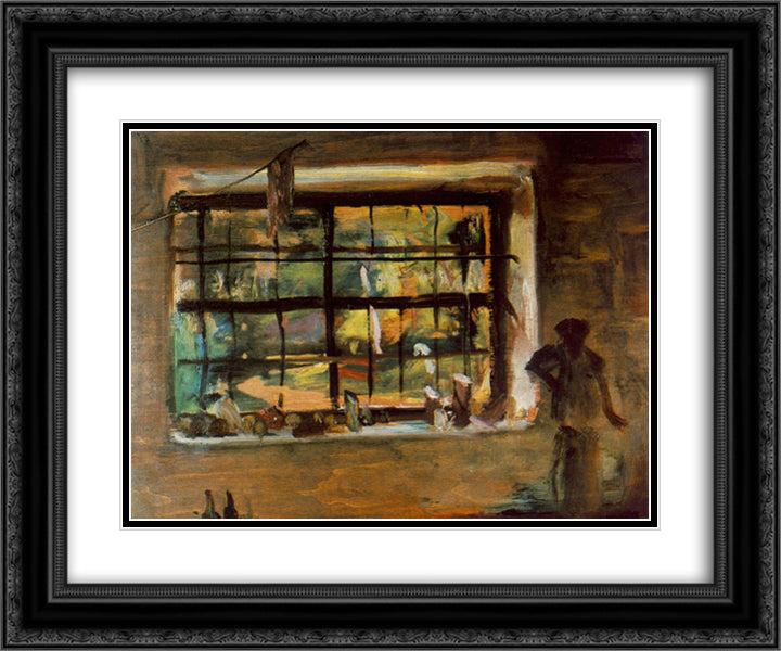 Window of the Atelier 24x20 Black Ornate Wood Framed Art Print Poster with Double Matting by Tornyai, Janos