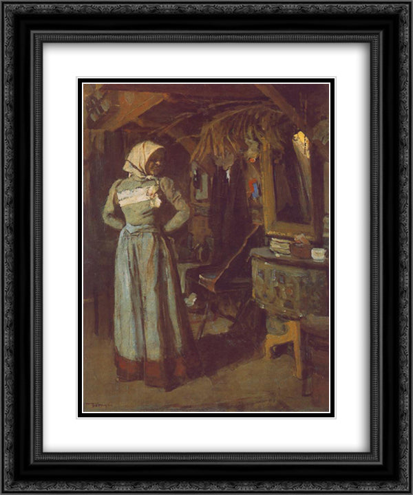 Young Woman in the Atelier 20x24 Black Ornate Wood Framed Art Print Poster with Double Matting by Tornyai, Janos