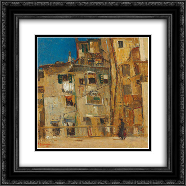 Case din Via Ripetta 20x20 Black Ornate Wood Framed Art Print Poster with Double Matting by Steriadi, Jean Alexandru