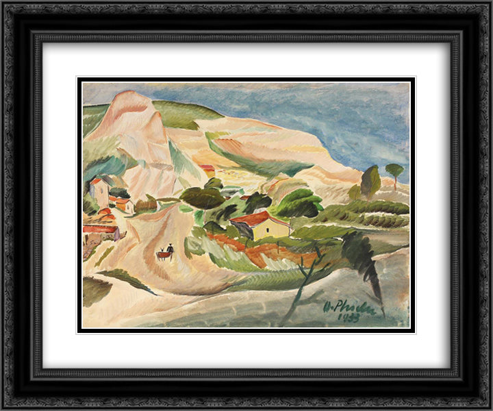 Vedere din Balcic 24x20 Black Ornate Wood Framed Art Print Poster with Double Matting by Steriadi, Jean Alexandru