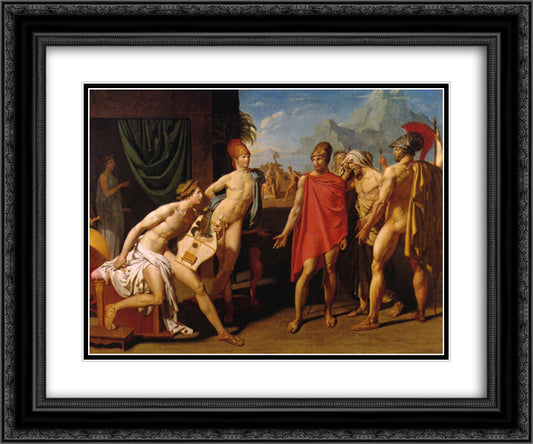 Ambassadors Sent by Agamemnon to Urge Achilles to Fight 24x20 Black Ornate Wood Framed Art Print Poster with Double Matting by Ingres, Jean Auguste Dominique