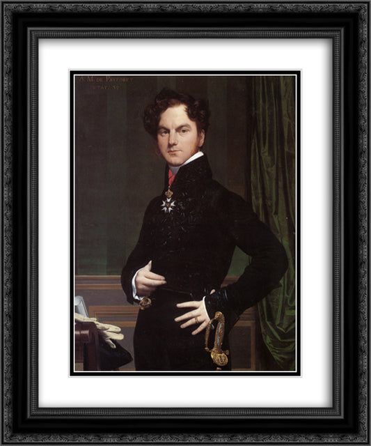 Amedee-David, the Comte de Pastoret 20x24 Black Ornate Wood Framed Art Print Poster with Double Matting by Ingres, Jean Auguste Dominique