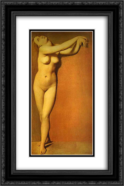 Angelica. Study for the Roger Delivering Angelica 16x24 Black Ornate Wood Framed Art Print Poster with Double Matting by Ingres, Jean Auguste Dominique