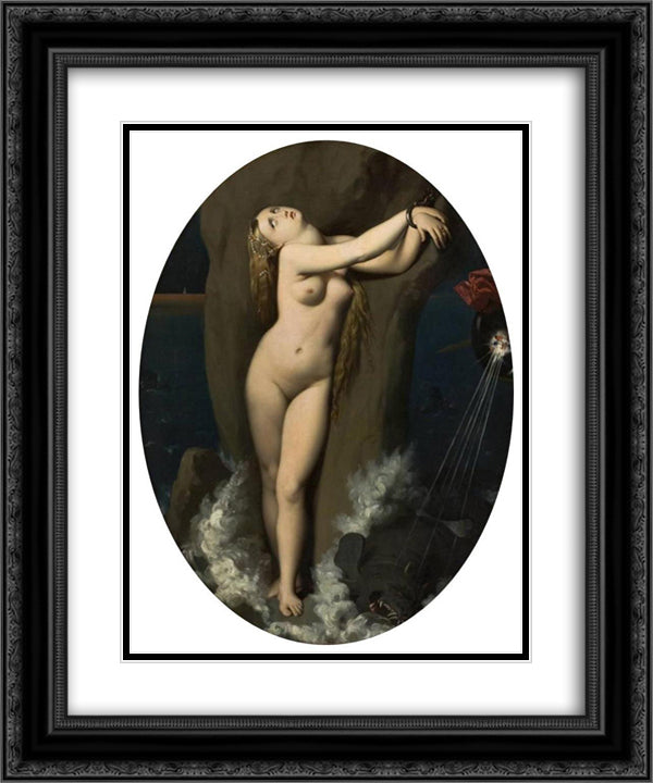 Angelica in Chains 20x24 Black Ornate Wood Framed Art Print Poster with Double Matting by Ingres, Jean Auguste Dominique