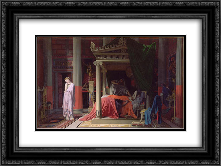 Antiochus and Stratonice 24x18 Black Ornate Wood Framed Art Print Poster with Double Matting by Ingres, Jean Auguste Dominique