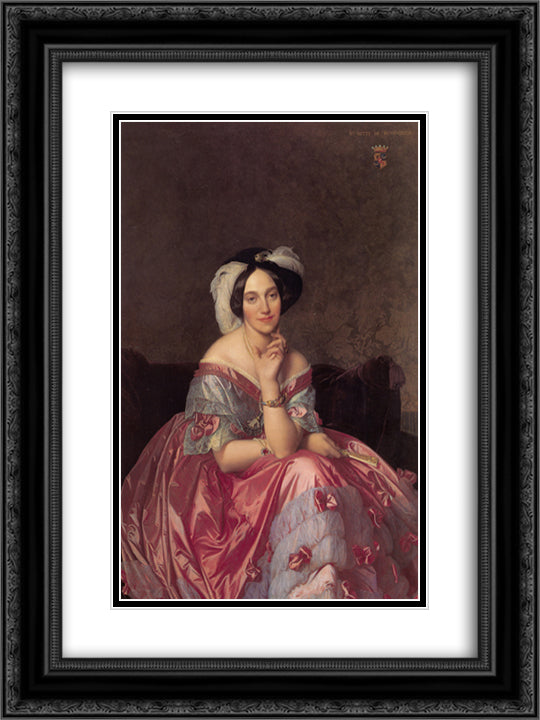 Baronesss Betty de Rothschild 18x24 Black Ornate Wood Framed Art Print Poster with Double Matting by Ingres, Jean Auguste Dominique