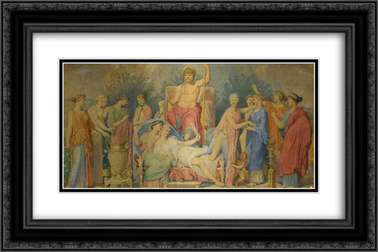 Birth of the Muses 24x16 Black Ornate Wood Framed Art Print Poster with Double Matting by Ingres, Jean Auguste Dominique