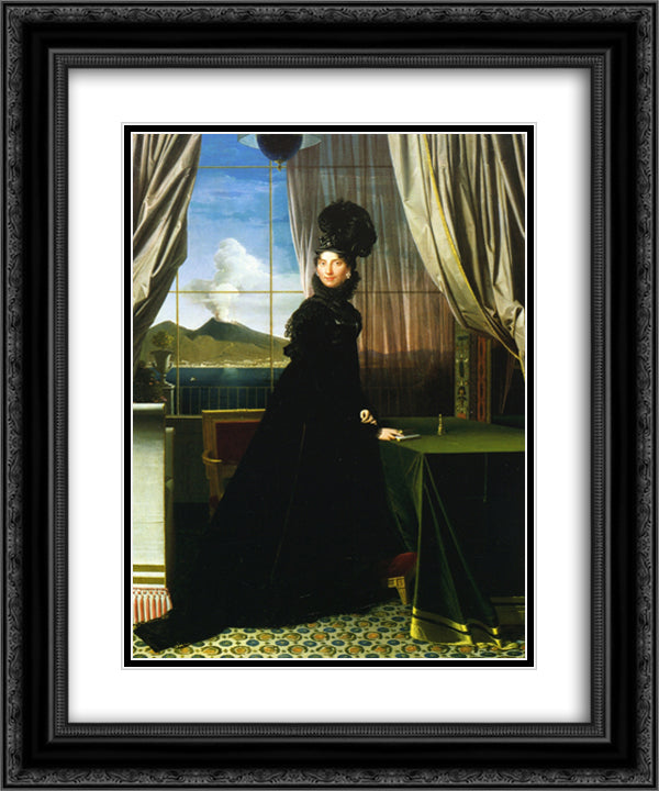 Caroline Murat, Queen of Naples 20x24 Black Ornate Wood Framed Art Print Poster with Double Matting by Ingres, Jean Auguste Dominique