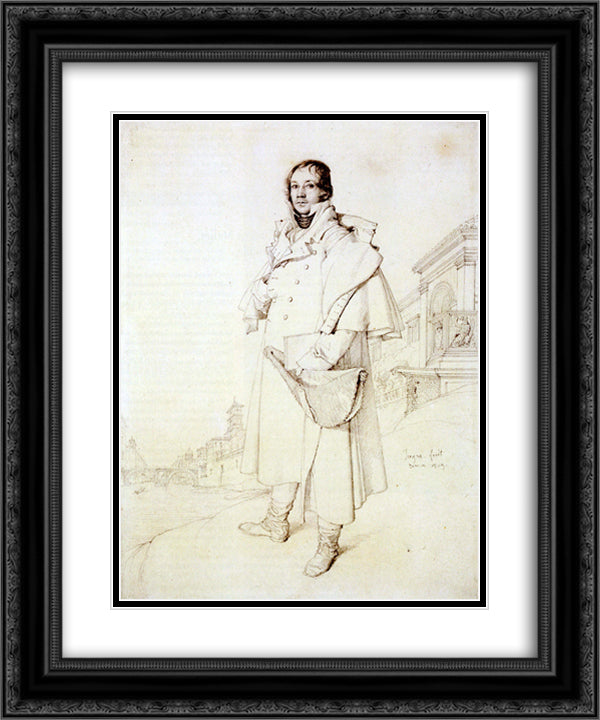 Charles Francois Mallet 20x24 Black Ornate Wood Framed Art Print Poster with Double Matting by Ingres, Jean Auguste Dominique