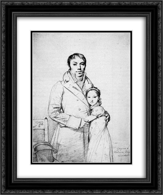 Charles Hayard and his daughter Marguerite 20x24 Black Ornate Wood Framed Art Print Poster with Double Matting by Ingres, Jean Auguste Dominique